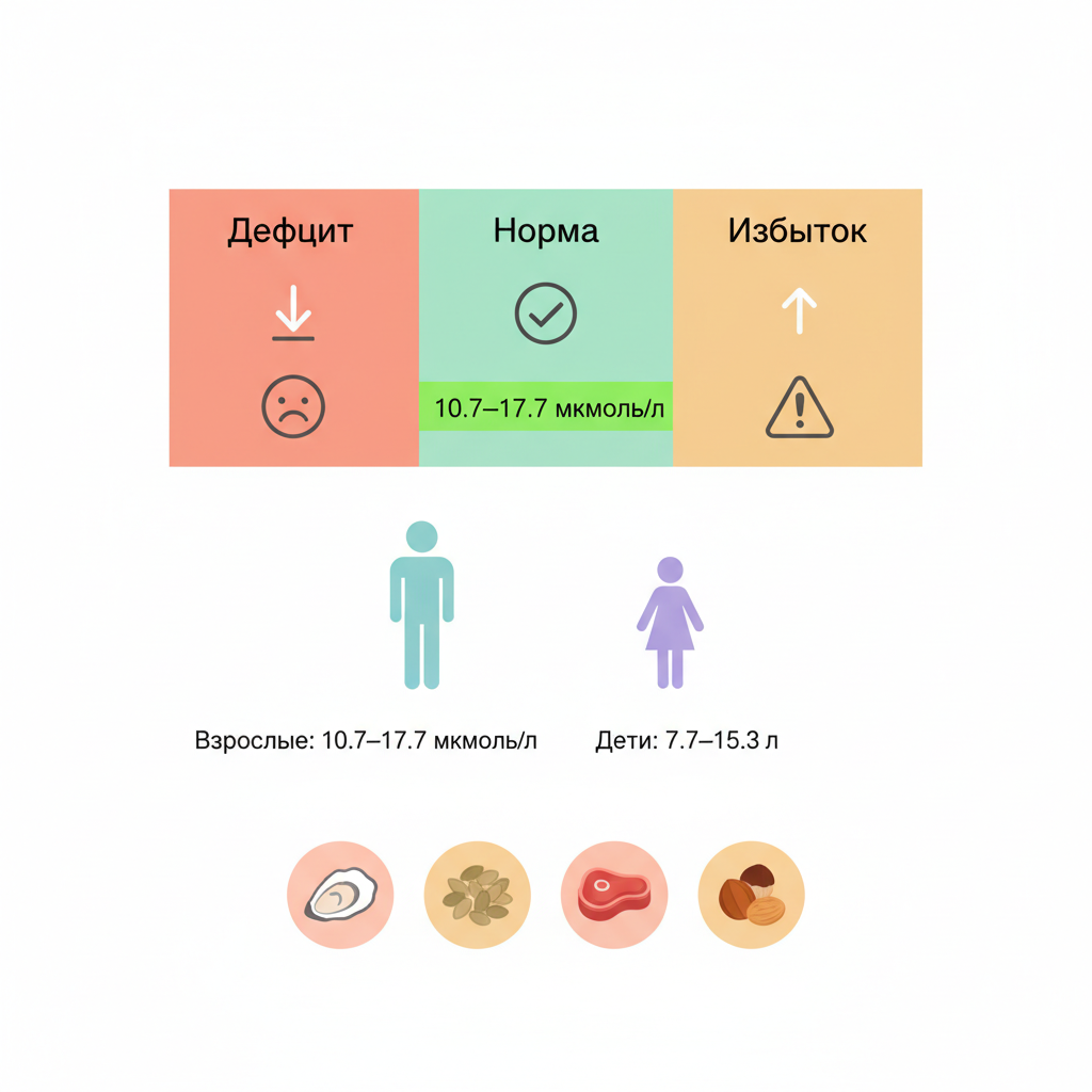Схема функций цинка в организме человека