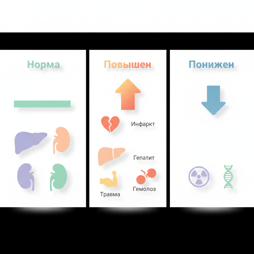 Схема расположения ЛДГ в органах и тканях человека