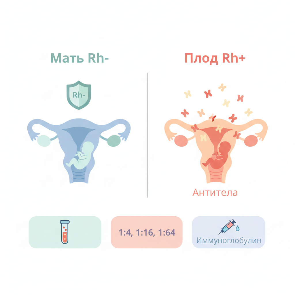Схема резус-конфликта между матерью и плодом