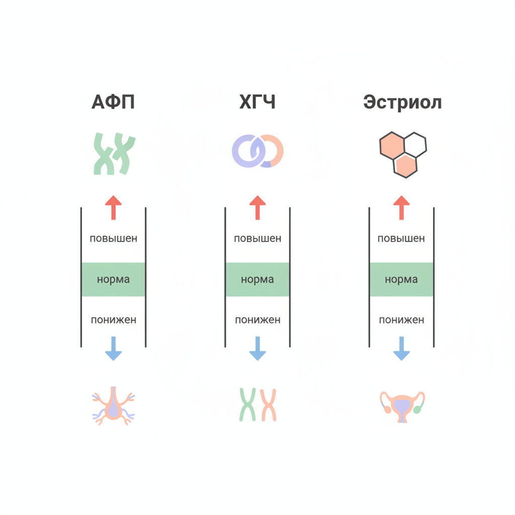 Три биохимических маркера второго скрининга: АФП, ХГЧ и свободный эстриол при беременности